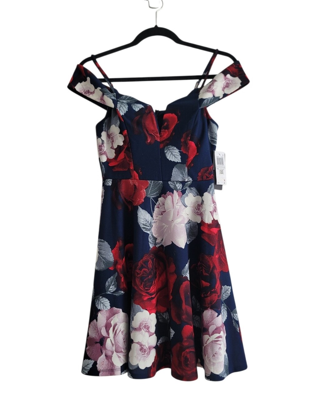 NEW Red White Blue Floral Off Shoulder Dress City Studio Juniors 1 July 4th‎